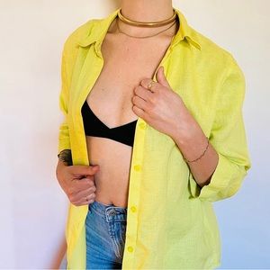 100% Linen Key Lime Button Down